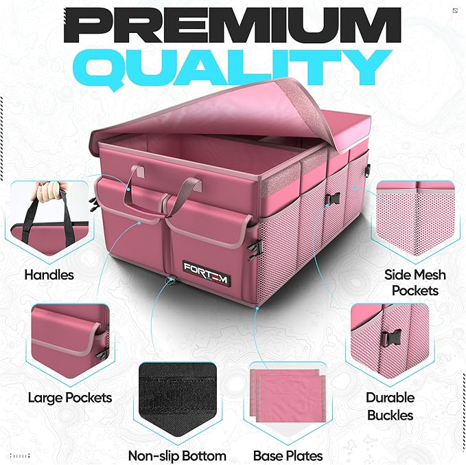 FORTEM Trunk Organizer For SUV Car Trunk Organizer, Foldable Storage, Car Accessories for Women Men, Collapsible Bag, 600D Oxford, Non Slip Bottom, Straps, Soft Cover (65L)