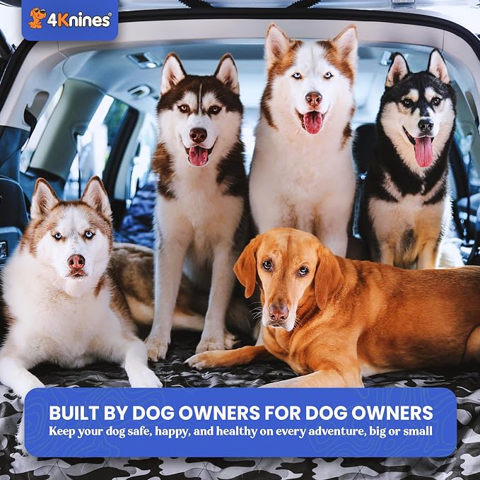 4Knines Split Cargo Liner for SUV – for Dogs & Pets, Heavy-Duty, Waterproof Trunk Mat & Cargo Cover – Fits 60/40 Split Bench & Armrest Pass-Through – Machine Washable, Non-Slip, Durable (Small, Camo)