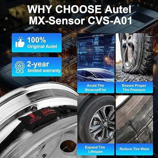 Autel CVS-A01 Fabric-Banded R17.5 to 24.5 Work with MaxiTPMS ITS600 CV Programmable CV TPMS Sensor 433MHZ Programmable Universal TPMS Sensor Designed for Commercial Vehicles