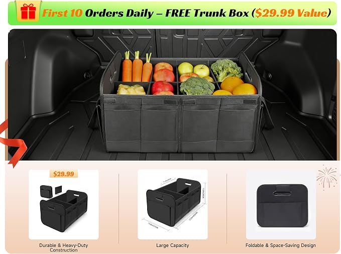 Cargo Trunk Mat with Backrest Mats for Hyundai Santa Fe 2024 2025 2026,All Weather Protection TPE Heavy Duty Cargo Liner Santa Fe Accessories,Black