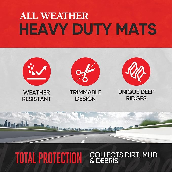 Motor Trend FlexTough™ Advanced Beige Rubber Car Floor Mats – Heavy Duty Trim to Fit All Weather Floor Mats for Cars Truck SUV - Automotive Car Interior Floor Liner Protection - Universal Fit