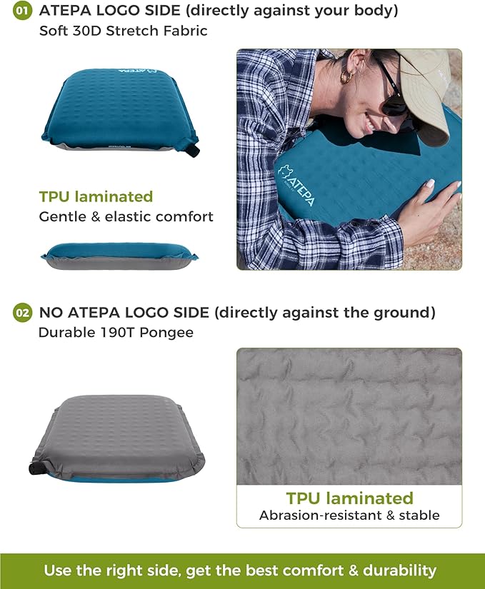 ATEPA Inflatable Seat Cushion, Compact Self-Inflating Seat Cushion for Stadium Airplane Air Travel Bleacher Camping, Blow Up Foam Seat Pad for Outdoor Sports Events Backpacking Hiking Sitting