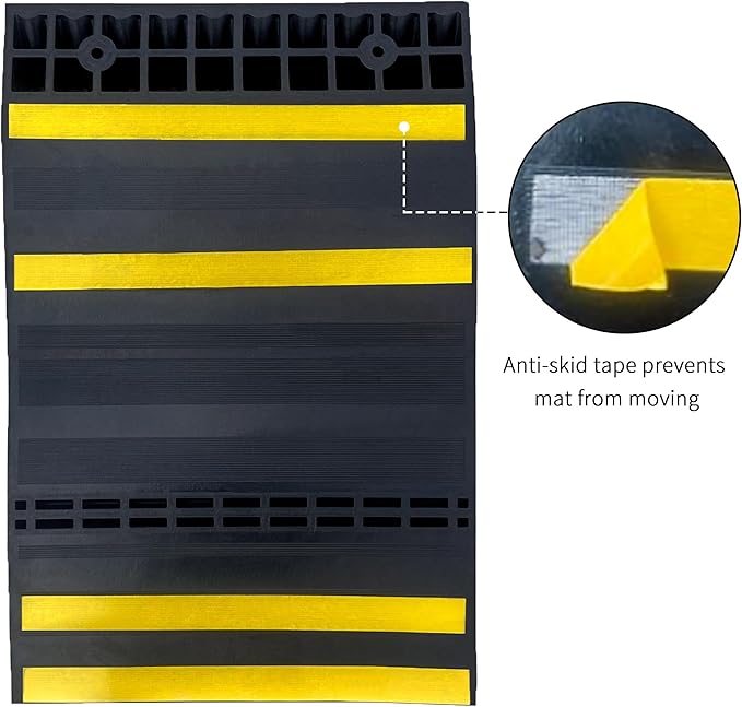 Parking Mat Car Stopper for Garage Floors- Heavy Duty Rubber Parking Aids - Wheel Stop with Scatter Glass Reflective Yellow Targets for Car Garage Floor Stop Aid Indoor Outdoor, 2 Pack