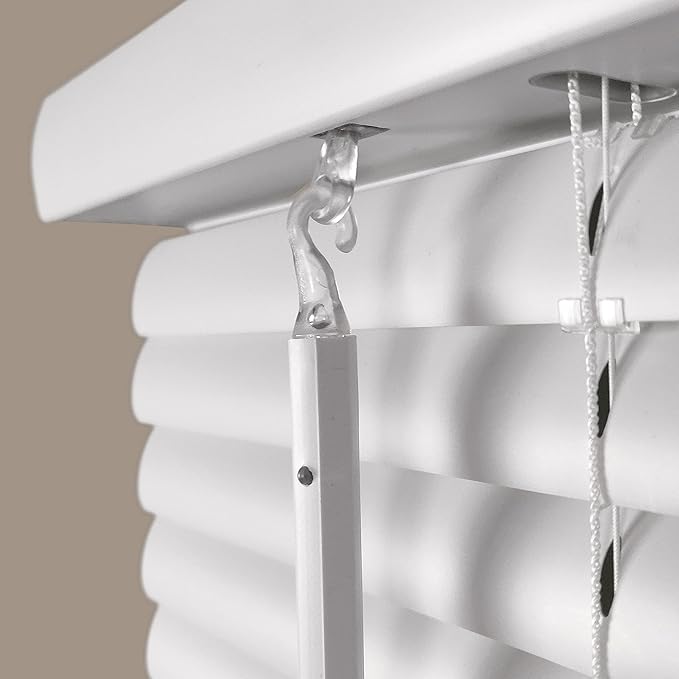 Calyx Interiors Cordless White 1” Light Filtering Mini Blinds 22.5” W x 36” H Window Blinds for Home, Vinyl Horizontal Blinds for Indoor Windows