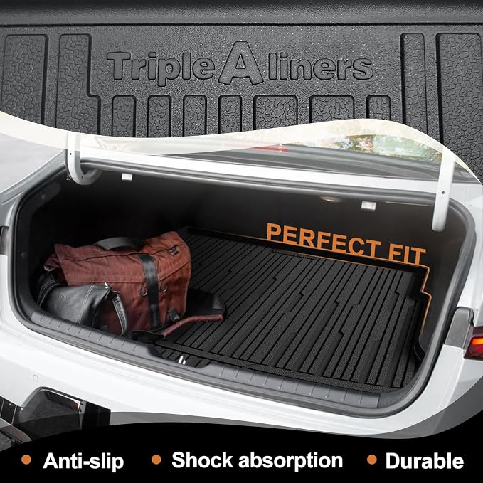 TripleAliners All Weather Trunk Mat Compatible with 2024-2025 2026 KIA K4 Sedan Accessories Cargo Mat Custom Fit TPE Full Coverage Protection Odorless Waterproof Cargo Liner
