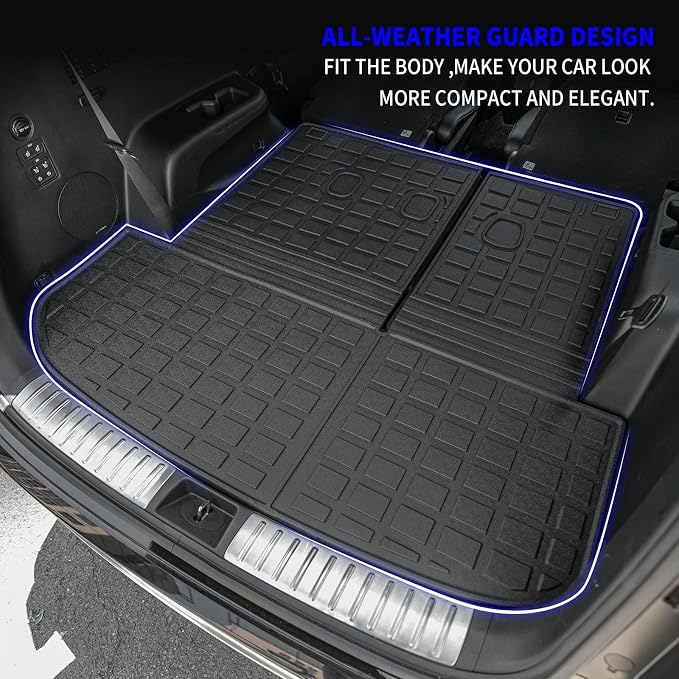 Rongtaod Cargo Mat Compatible with Hyundai Palisade 2020-2025 Trunk Mat Cargo Mat Cargo Liner All Weather Trunk Liner 2024 Palisade Accessories (Trunk Mats with Backrest Mat)