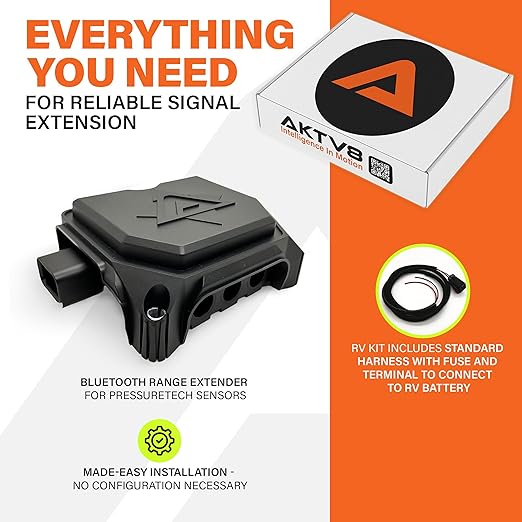 AKTV8 PressureTech™ Range Extender Kit – Bluetooth Signal Booster for RVs and Trailers Using PressureTech TPMS – Easy to Use – (Pack of 1)