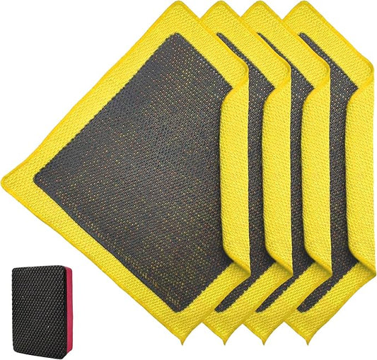 Upgrade Clay Towels and Pad Set 5PCS - Perforated Synthetic Decontamination Towel for Car Detailing, Cleaning & Release of Paint Contaminants, 4pcs Clay Bar Towels 12x12 Yellow, & 1pcs Red Pad