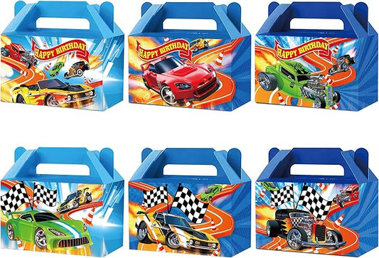 12Pcs Race Car Party Treat Boxes Hot Car Gift Box Birthday Supplies Wheels Wild Goodie Gift Boxes Race Cars Favor Box for Kid Boy Wheels Cars Birthday Baby Shower Game Party Decoration Blue