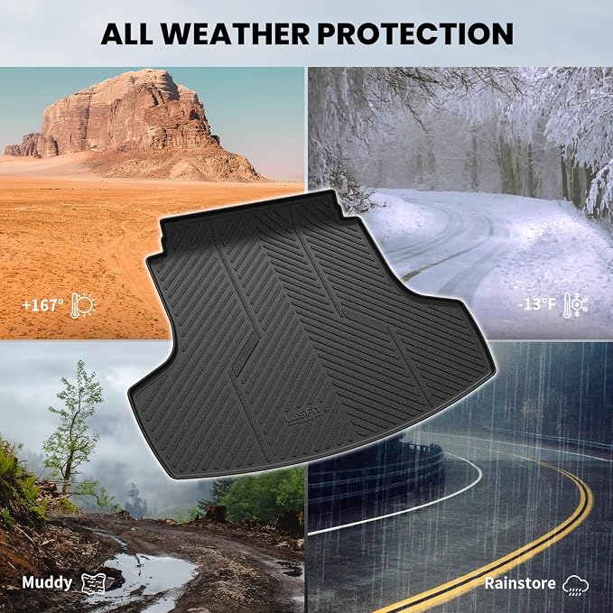 LASFIT Cargo Mat for Hyundai Sonata 2026 2025 2024 2023 2022 2021 2020 / Kia K5 2021-2026, All Weather TPE Custom Fit Car Trunk Mats Cargo Liners Accessories, Black
