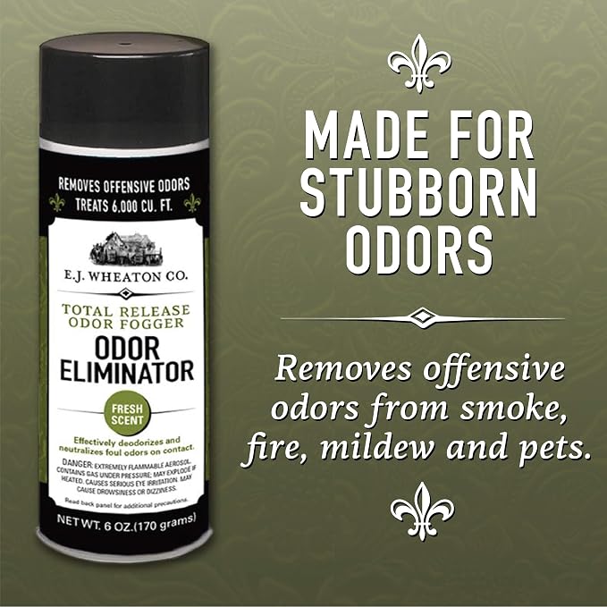 E.J. Wheaton Odor Eliminator, Total Release Odor Fogger, 3 Pack, Effectively Deodorizes and Neutralizes Foul Odors on Contact, Fresh Scent (6 OZ)