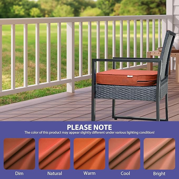 IPYNBAP Outdoor Chair Cushions Set of 4 -Waterproof Outdoor Seat Cushions for Patio Furniture, Patio Chair Cushion with Handle and Ties, Out Door Chair Pads,17x16x2-Round, Spice