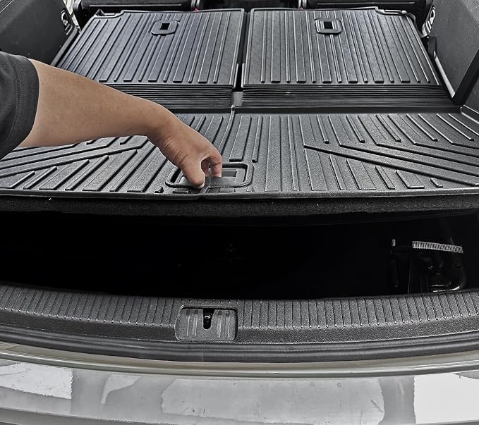 Cargo Mat with Backrest Mats for Volkswagen VW Atlas 6/7 Seats 2018-2025 2026 Car Mat Accessories(Not Fit Cross Sport), All Weather TPE Trunk Cargo Liner(Cargo Mat with Backrest Mats)