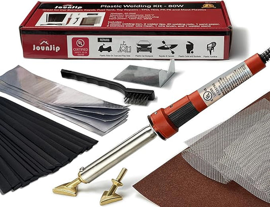 JOUNJIP Standard Plastic Welding Kit- UL Certified Welder 80W- Professional Grade Plastic Repair Kit for Automotive Car Bumper, Kayak, Tank Repair