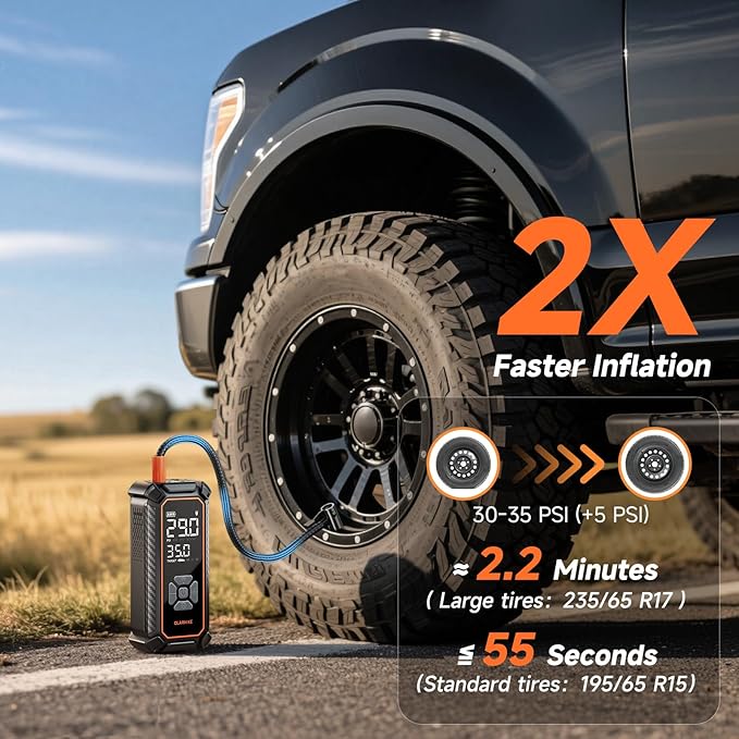 OlarHike Cordless Tire Inflator Portable Air Compressor, 150PSI Dual Power - 6000mAh & 12V DC, Air Pump for Car Tires, Bike, Motorcycle, Balls with LED & Digital Pressure Gauge, Car Gifts