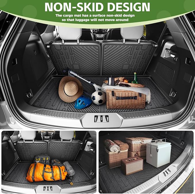 Cargo Liners for 2020-2025 2026 Ford Explorer 6&7 Passenger Trunk Mat with Seat Back Cover Accessories, All Weather Rear Cargo Mat Backrest Protector