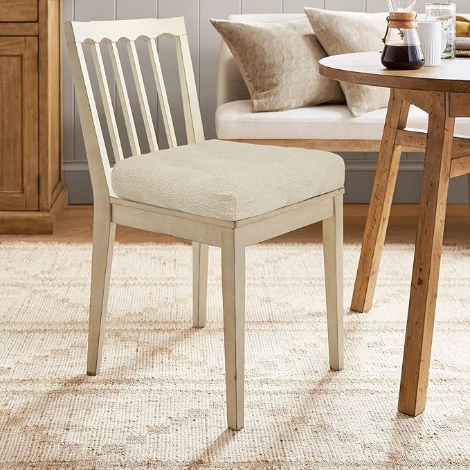 downluxe Chair Cushions for Dining Chairs 4 Pack, Tufted Indoor Chair Pads with Non-Slip Bottom, U-Shaped Kitchen Chair Cushions, 17"x17"x4", Beige