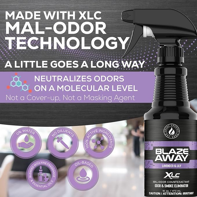 Blaze Away Commercial Air Freshener & Odor Eliminator for Strong Odor - Industrial-Grade Room Spray & Room Deodorizer for Home, Car, Smoke & Pet Odors - Long-Lasting Odor Absorber, Room Fresheners