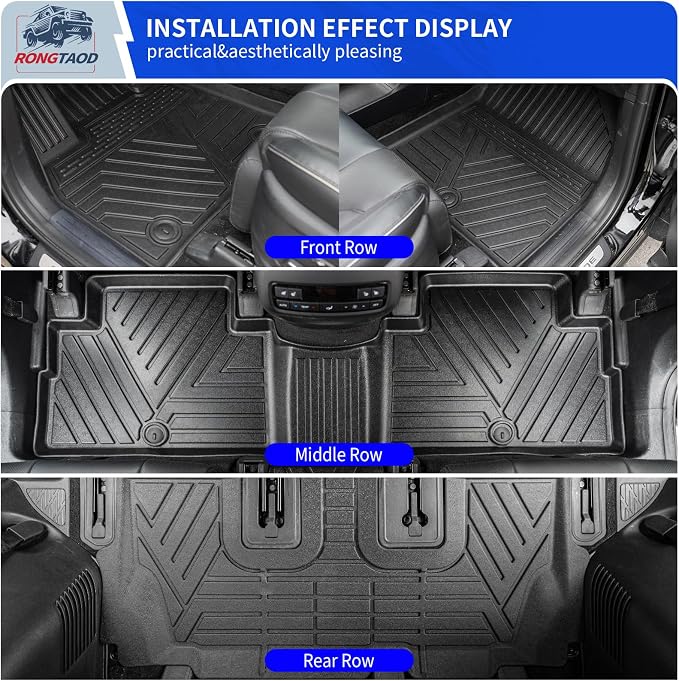 Rongtaod Floor Mats Compatible with 2020-2025 Hyundai Palisade Cargo Mat Cargo Liner Back Seat Protector 2024 Palisade Accessories (Floor Mats+Trunk Mat with Backrest Mats+Sub Trunk Mat)