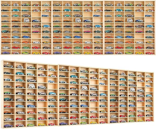 Seenelling Hot 1/64 Diecast Wheels Display Case Holds Toy Cars Wooden Wall Mount Car Display Shelf Storage Organizer Case for Toy Collectibles, Wheel, Model, 10 Layers (150 Spaces in Total)