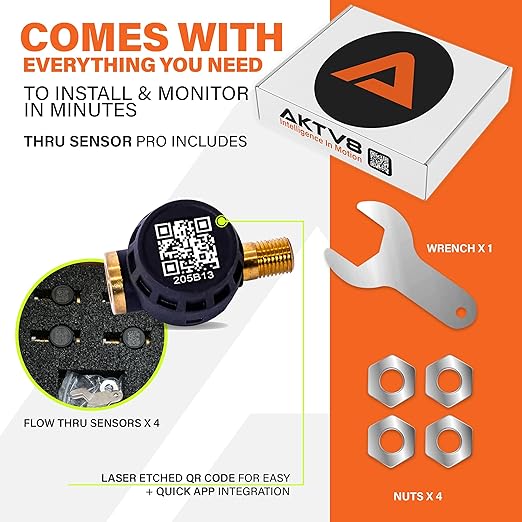 PressureTech Wireless Tire Pressure Monitoring System - TPMS Sensors for Automobiles, Motorcycles, Powersport Vehicles, RVs, Trailers - Real-Time Display w/iOS or Android App (0-150 PSI) (Pack of 2)