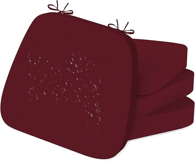17'' x 16'' x 2.5"Thick Chair Cushions for Dining Chairs, 4 Pack WaterProof Easy Clean Kitchen Chair Pads with Ties and Non-Slip Backing - 30D High Elastic Foam Soft Kitchen Chair Cushions