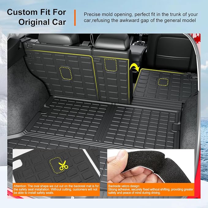 powoq Cargo Mat Compatible with 2017-2022 Mazda CX5 Trunk Mat Cargo Liner Backrest Trunk Liner TPE Replacement for 2017-2022 Mazda CX-5 Accessories (Trunk Mat+Backrest Mats)