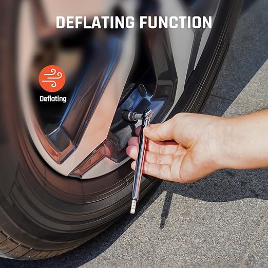 ETENWOLF Pencil Tire Pressure Gauge 2 Pack (10-50PSI, 20-120PSI) with 16 Tire Caps Calibrated to ANSI B40.1 Grade B(2%), Stainless Steel Body, Car Accessories for Cars, Pickups, RVs, Bicycles