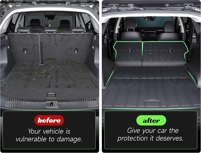 Cargo Trunk Mat with Backrest Mats for Kia Telluride 2020-2025(7/8 Seat),All Weather Protection TPE Heavy Duty Cargo Liner Telluride Accessories,Black