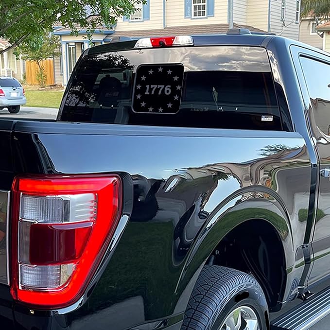 Xinghe for Ford F150 F250 F350 2015-2025 2026, Rear Middle Window American Flag Decals, Matte Black USA Flag Decal for Truck Back Window, for Ford Raptor 2015-2025 2026 Accessories