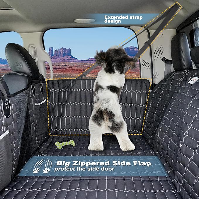 Reliadura Back Seat Extender for Dogs Truck, Large Hard Bottom Car Seat Cover for Dogs, Waterproof Dog Hammock for Full Size Truck for Ford F-Series/RAM 1500/Silverado/Sierra
