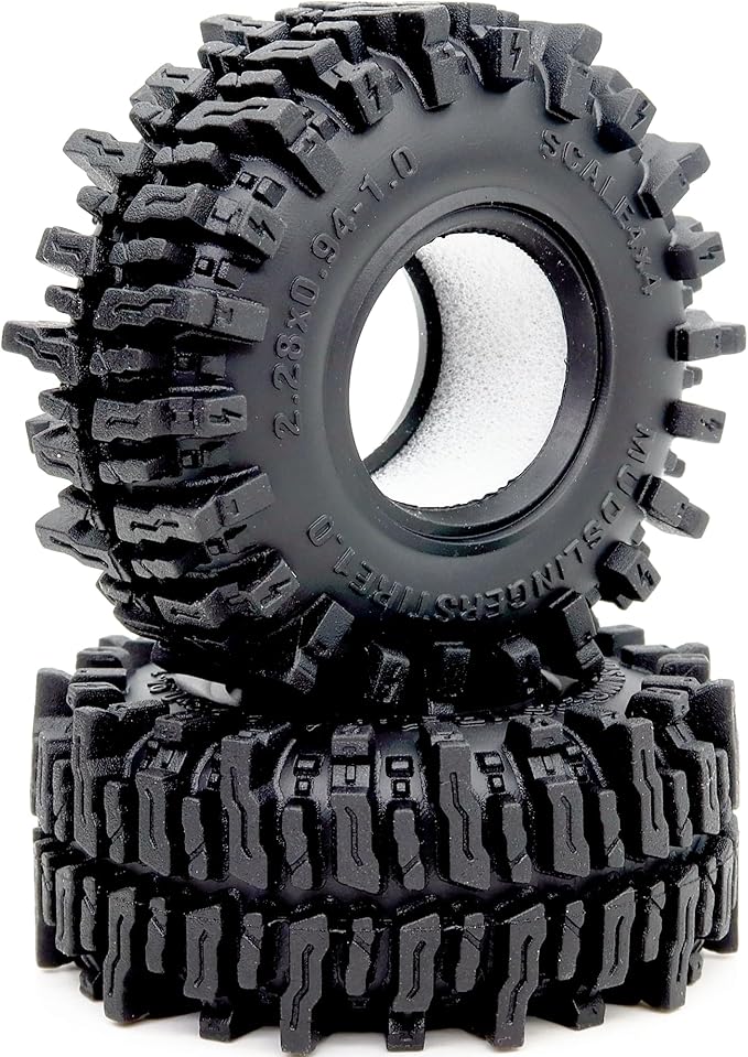 HOBBYSOUL 1.0 Crawler Tires 58mm Tall 1.0'' Mud Slingers Super Soft Sticky Tyre for RC 1/24 SCX24 1/18 TRX4M Upgrades