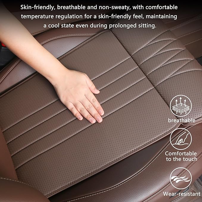 Car Seat Extender Leg Extender Support Cushion for Driver Seats Office Chair, Leather Auto Bottom Seat Protector Cover with Leg Extender, Car Seat Cushion Legs Rest Pads, Brown