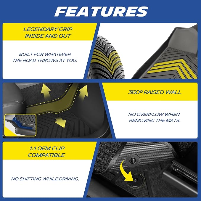 Michelin Vehicle Mats, Premier Series All-Weather TPE Custom Fit Liner for Toyota RAV4 Hybrid 2026-2027 Floor Mats (5 Piece)