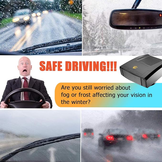 Nedittpy【2025 NEW】Portable Car Heater,2 in 1 Auto Fast Heating Defrost Defogger Cooling 12V Lighter Heater 60 Second Plug in Cig Lighter Demister,Car Fan Windshield Defroster (QH-501)