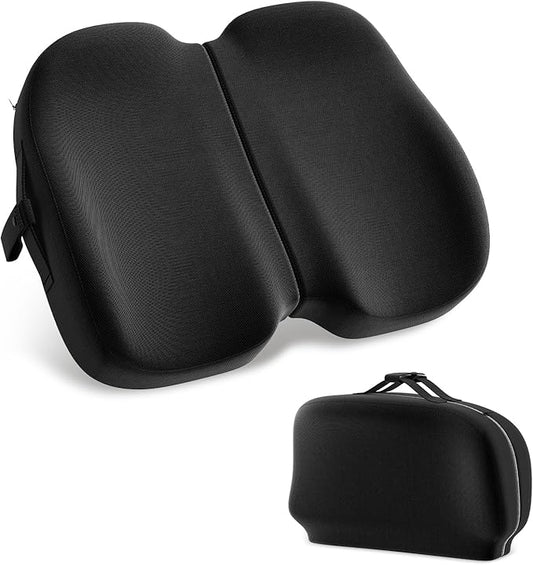 A-Pce Foldable Travel Seat Cushion-with Built-in Handles，Memory Foam Cushions for Relief of Lower Back, Sciatic, Butt and Tailbone Pain-for Home & Office Use, Perfect for Travel or Driving-Black