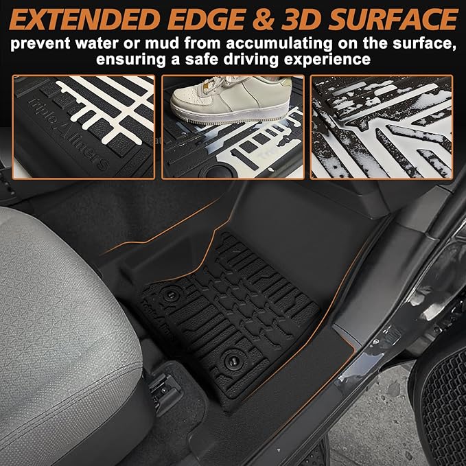 TripleAliners Floor Mats All Weather Liners Compatible with Toyota 2025 2026 4Runner Accessories Custom Fit TPE Heavy-Duty 1st & 2nd & 3rd Row Waterproof Anti-Slip Floor Liners (7 Seats ONLY)