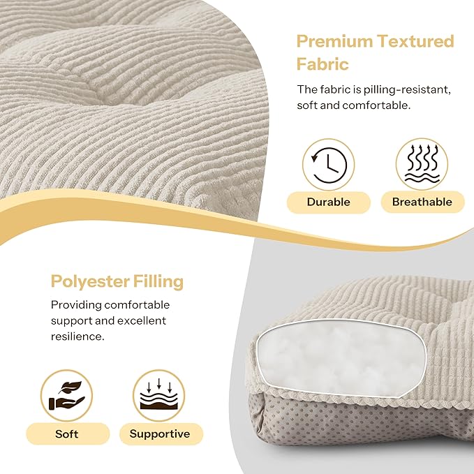 Indoor Kitchen Chair Cushions Set of 2 18"X16.5"X3" Soft Anti Slip Dining Chair Pads Tufted Kitchen Seat Cushion with Ties, Beige