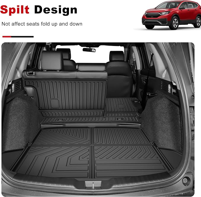 for 2017-2022 Honda CR-V Cargo Liner & Backrest Mat: Custom Fit All Weather TPE Anti Skid Waterproof Trunk Liner for CRV Accessories (Not for Hybrid or Touring)