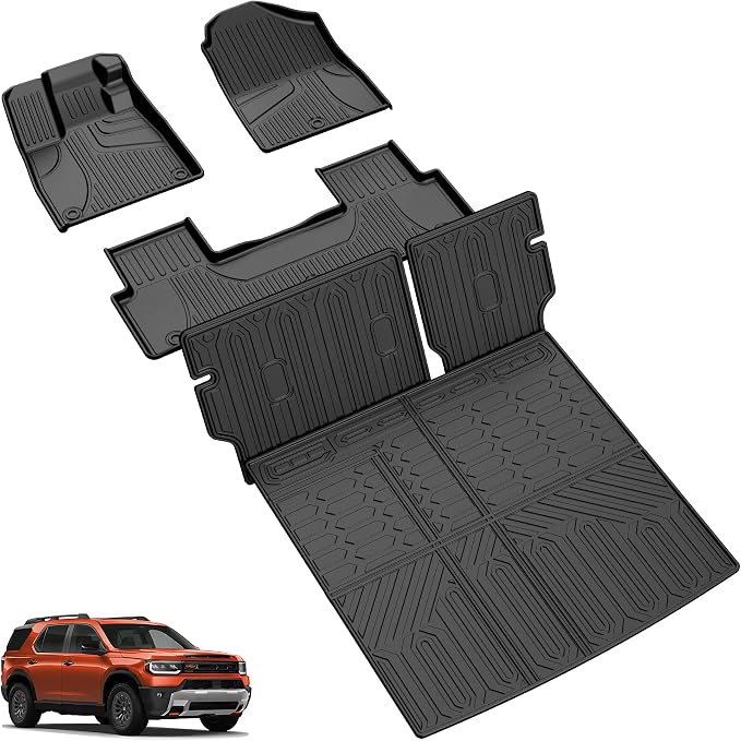 Floor Mats Fit for Honda Passport 2026 Upgrade Trunk Mat with Backrest Mat - AOMSAZTO All Weather Custom Fit 2026 Passport Floor Liners Cargo Liner Full Set Car Mats Accessories