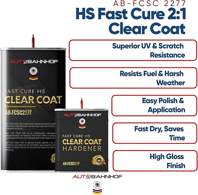 AB-FCSC 2277 HS Fast Cure 2:1 Clear Coat + AB-FCSC1177 Hardener Std – High Gloss Urethane Topcoat | Fast-Drying, Scratch & Fuel Resistant | Auto & Commercial Vehicle Refinishing