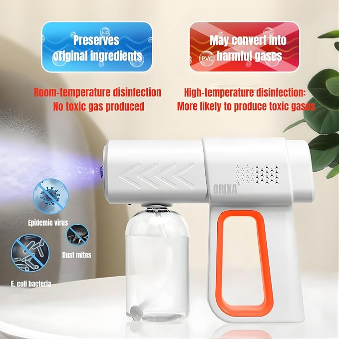 ORIXA Disinfectant Fogger Machine - Professional Sanitizer Sprayer - ULV Atomizer & Nano Steam Gun – Rechargeable Barber Spray Gun with Blue Light