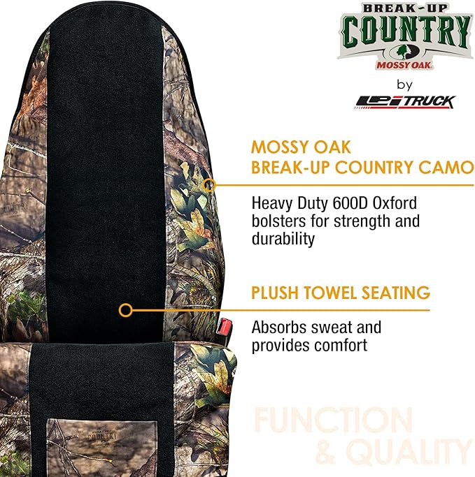 LPI Truck Mossy Oak Camo Car Seat Cover Towel Protector; Protects Seats from Sweat, Dirt, Dogs, Kids; Heavy Duty Material, Universal Fit for Cars SUVs MiniVans Trucks, EZ fit, Non Slip Grip, 1pc