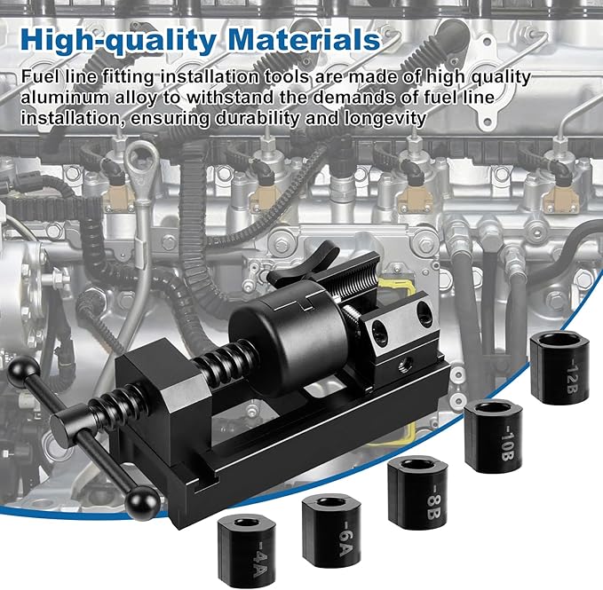 Universal AN Fuel Line Fitting Installation Tool Kit – Fits 4AN-16AN Sizes, Compatible with 4AN/6AN/8AN/10AN/12AN Hoses & Socket Nuts, with Automotive Connect/Disconnect Functions