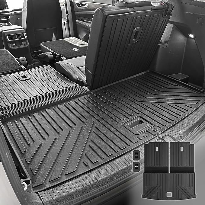 Cargo Mat with Backrest Mats for Volkswagen VW Atlas 6/7 Seats 2018-2025 2026 Car Mat Accessories(Not Fit Cross Sport), All Weather TPE Trunk Cargo Liner(Cargo Mat with Backrest Mats)