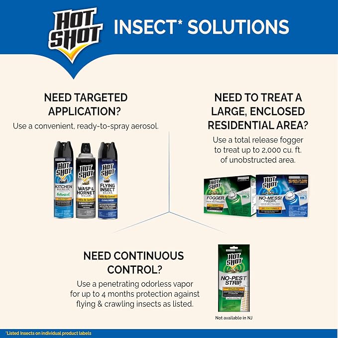 Hot Shot No-Mess! Fogger With Odor Neutralizer 3 Count-1.2 Ounce Cans, Kills Hidden Bugs, No Need To Turn Off Pilot Lights, 6 Pack