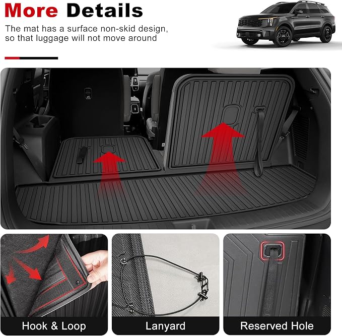 Cargo Mat Compatible with Kia Sorento 2021-2025 2026 Cargo Liner Trunk Mat with Seatback Mat TPE All Weather Back Seat Cover Protector 2025 Sorento Accessories Cargo Tray Backrest Mat