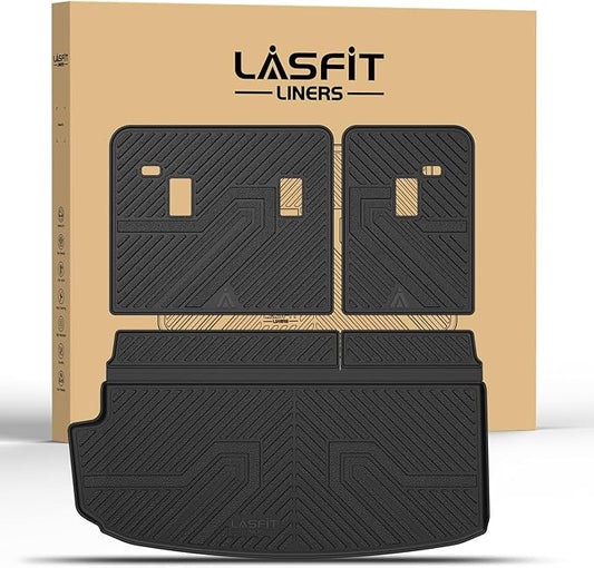 LASFIT Trunk Mat with Backrest Mat for Chevrolet Chevy Traverse 2018-2023/Traverse Limited 2024, All Weather TPE Custom Fit Cargo Mat Trunk Liner with Backrest Mat, Black