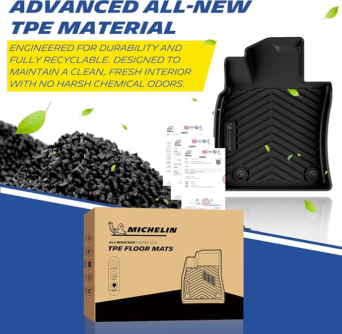 Michelin Floor Mats, Premier Series All-Weather TPE Custom Fit Liner for Toyota Camry 2025-2026 Floor Mats (3 Piece)