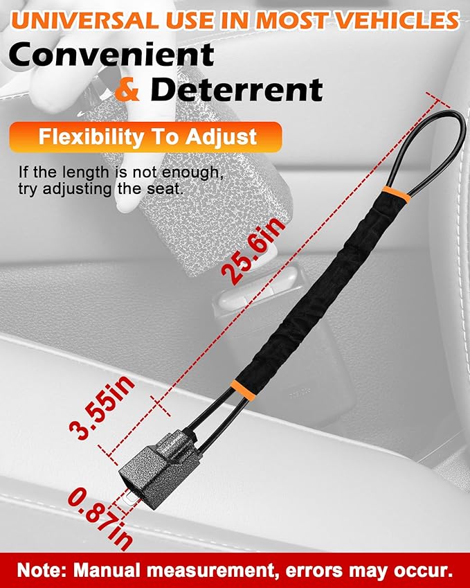 Tevlaphee Steering Wheel Lock Seat Belt Lock Universal Anti Theft Car Device Car Lock Car Theft Prevention with 3 Keys for Car Security Fit Most Vehicles Truck SUV Van(Black)